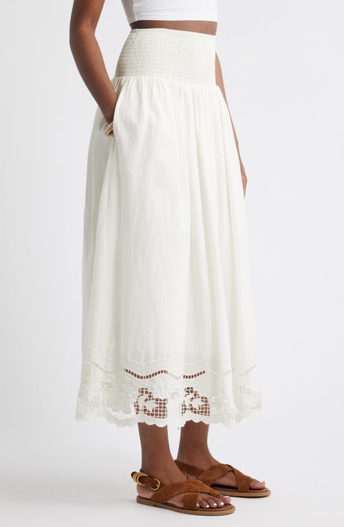 Shop Treasure & Bond Embroidered Eyelet Cotton Smocked Waist Skirt