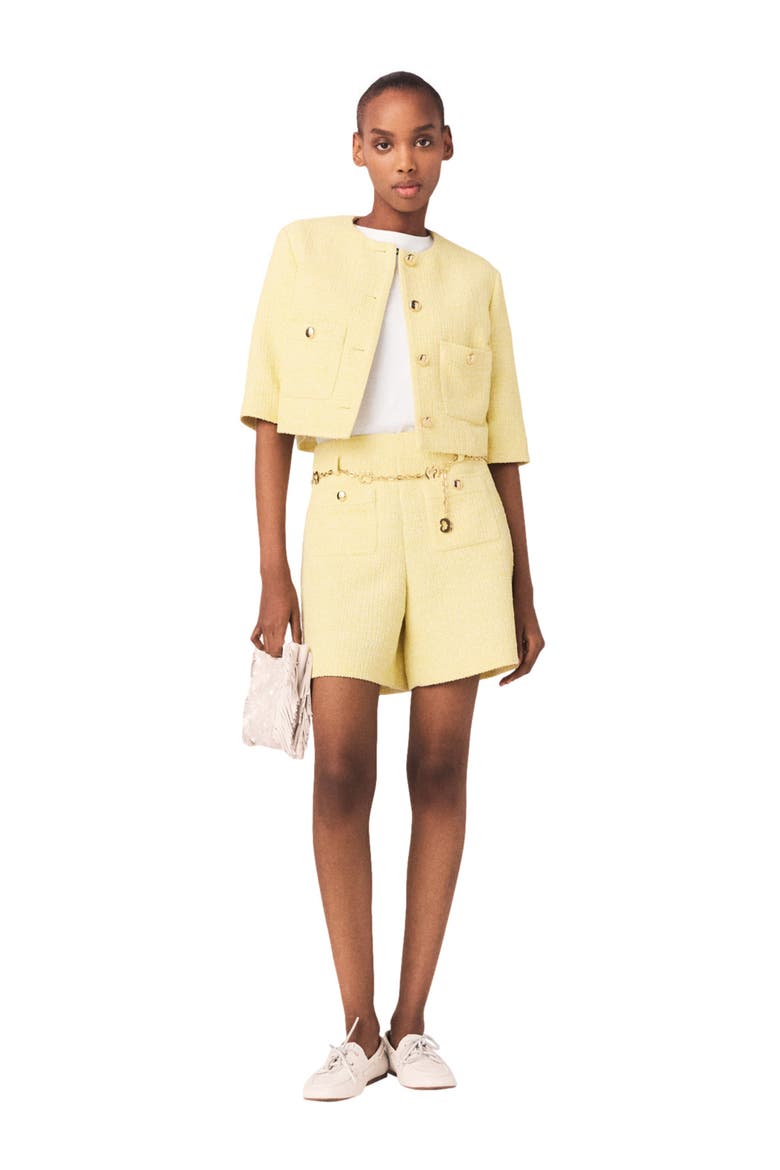 Tweed shorts, Main, color, Pale yellow