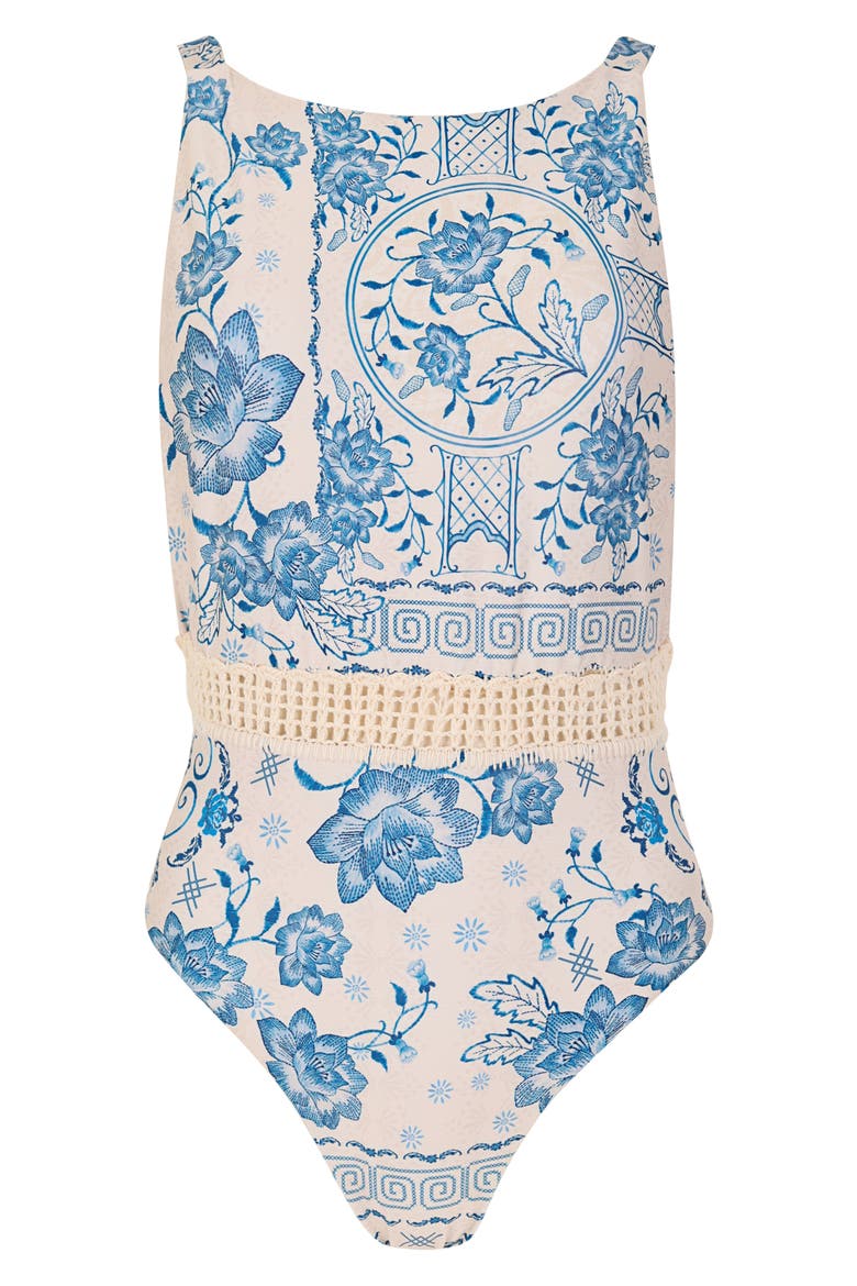 Dome High Neck One-Piece Swimsuit, Alternate, color, MULTICOLOR
