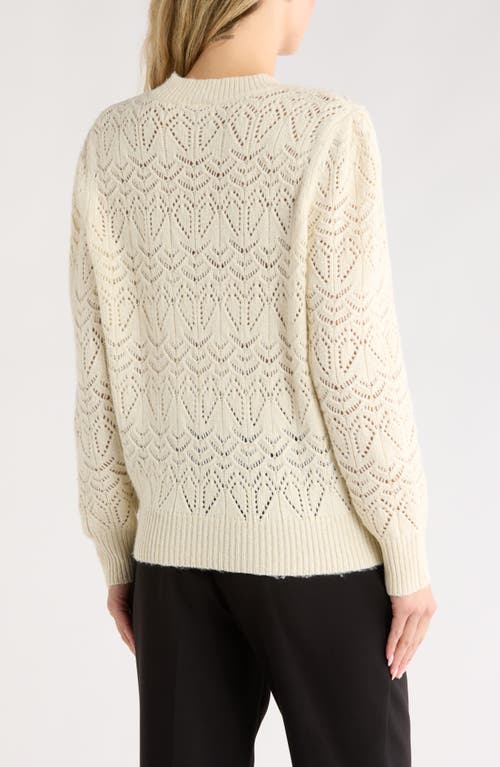 Melrose And Market Sparklke Pointelle Stitch Sweater In White