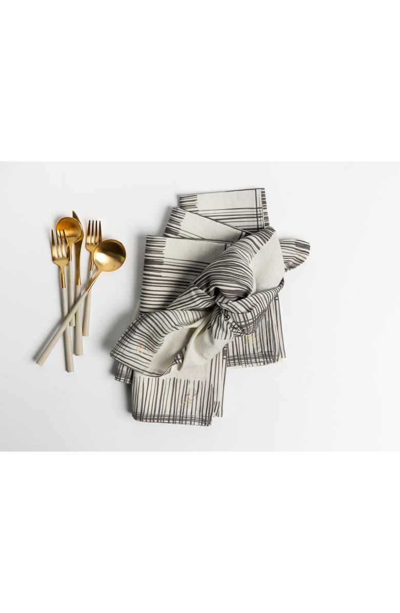 House of Revelry Hard Rock Napkins Set of Four, Alternate, color, Grey & Black