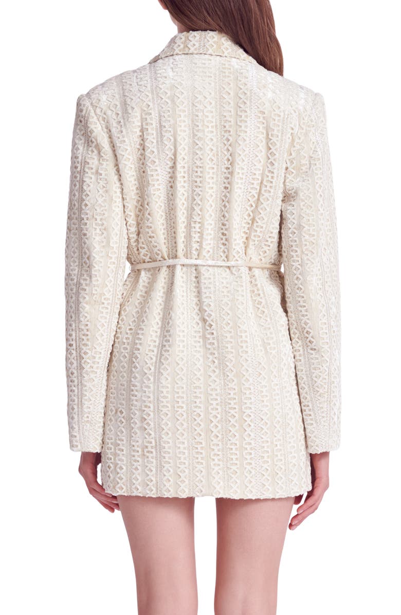 English Factory Double Breasted Tie Waist Velvet Blazer, Alternate, color, 