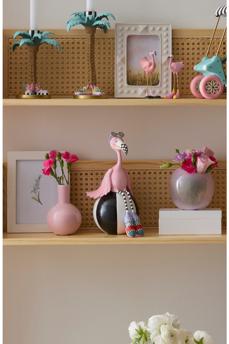 Patience Brewster Shelia Flamingo on Ball Figurine, Alternate, color, PINK