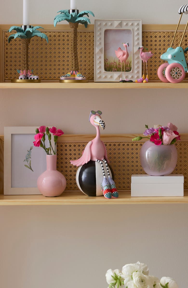 MACKENZIE CHILDS Patience Brewster Shelia Flamingo on Ball Figurine, Alternate, color, Pink