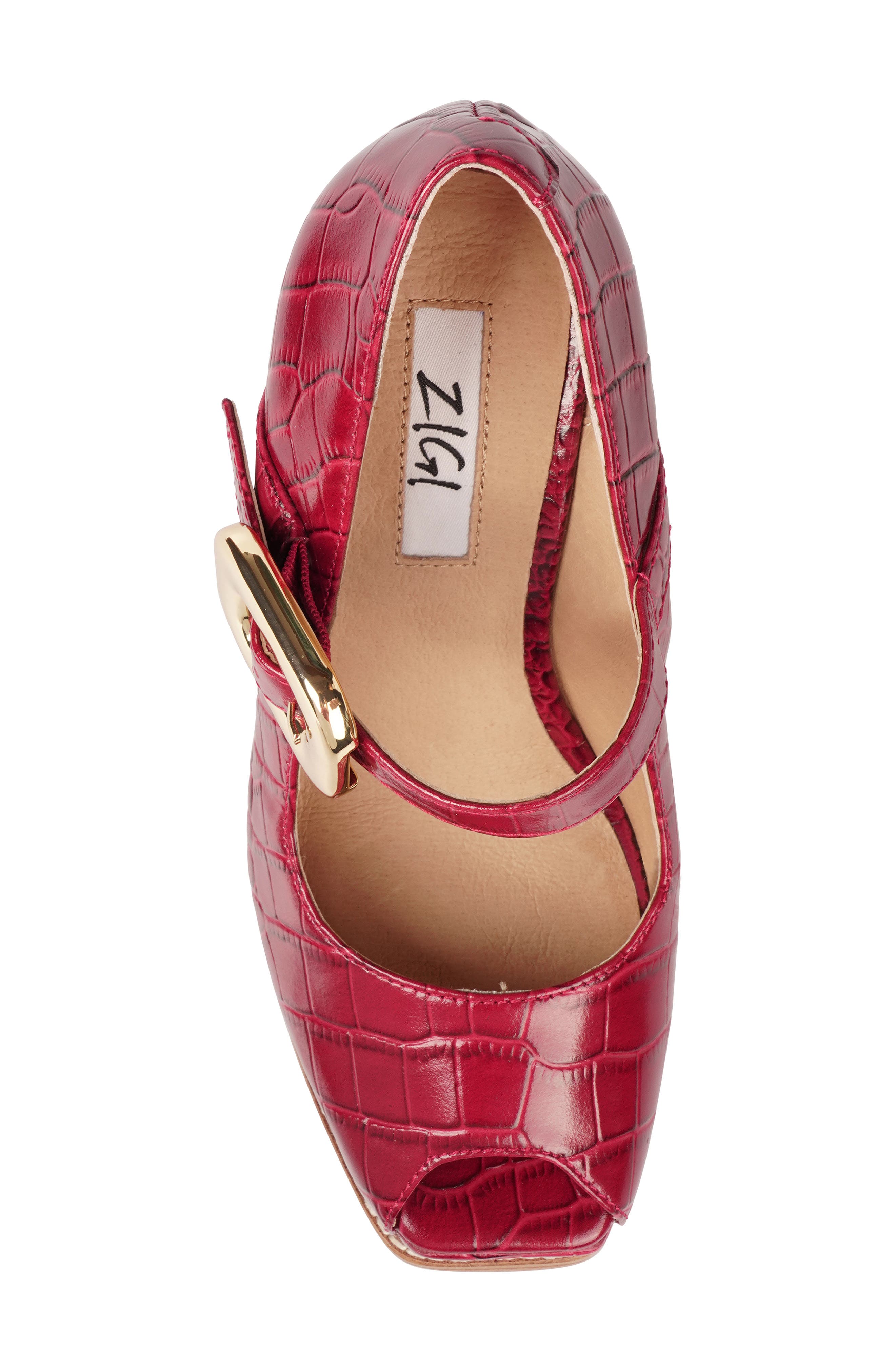 ZIGI Philipah Peep Toe Platform Wedge Sandal, Alternate, color, Red Croc L