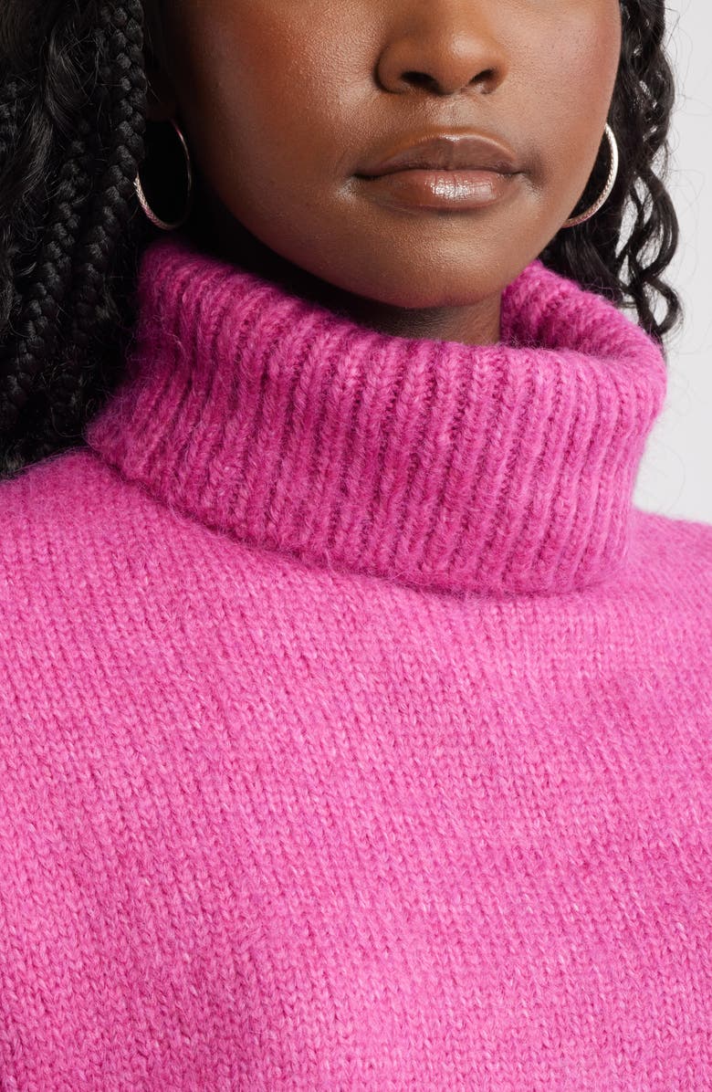 Treasure & Bond Fuzzy Turtleneck Sweater, Alternate, color, Pink Fuchsia