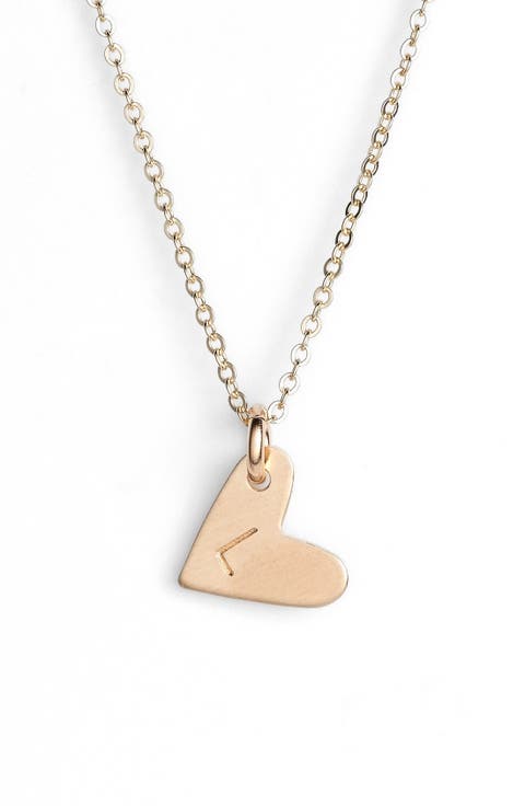 14k-Gold Fill Initial Mini Heart Pendant Necklace