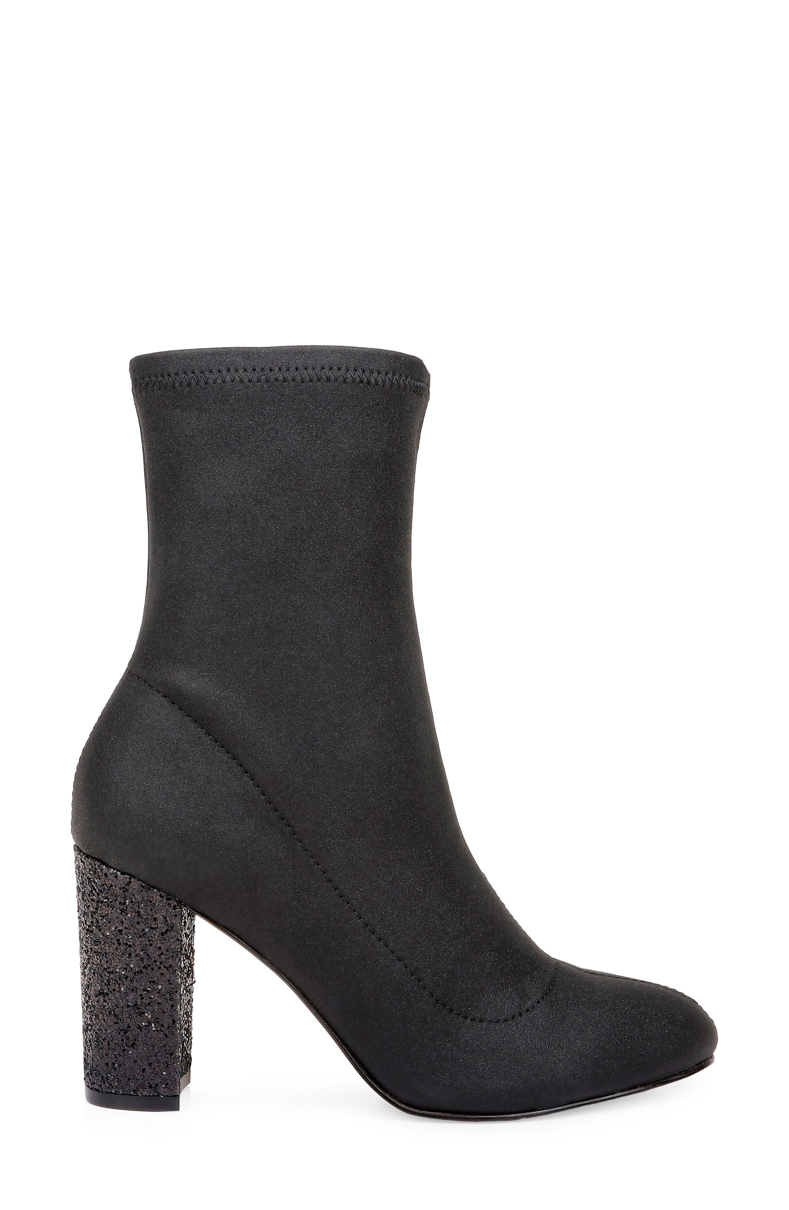 Jewel Badgley Mischka Jovanna Embellished Block Heel Bootie, Alternate, color, Black Fabric