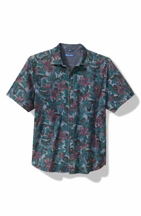 Blue Bay Gardens Cotton Denim Button-Up Shirt