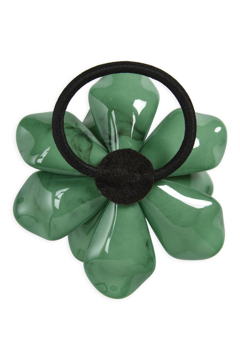 Flower Ponytail Holder, Alternate, color, GREEN