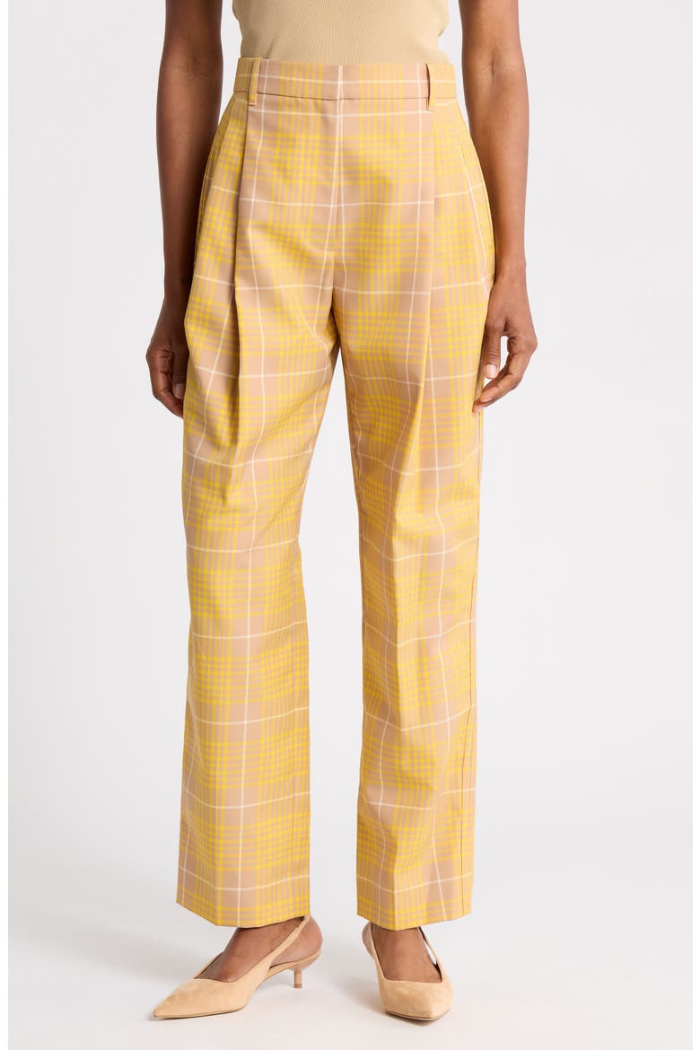 Plaid Jacquard Straight Leg Trousers, Main, color, SUNFLOWER MULTI