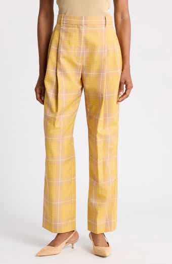 Plaid Jacquard Straight Leg Trousers