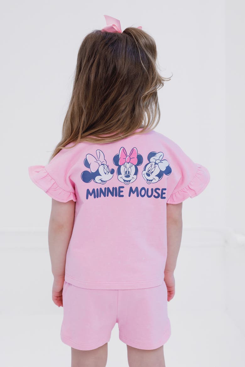 Minnie Mouse French Terry Wash T-Shirt and Shorts Set, Alternate, color, Blush Pink Minnie