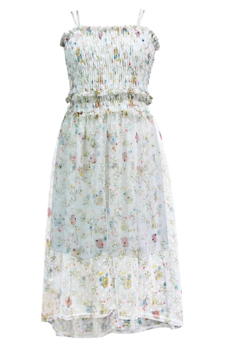 Ava & Yelly Smocked Mesh Maxi Dress, Main, color,