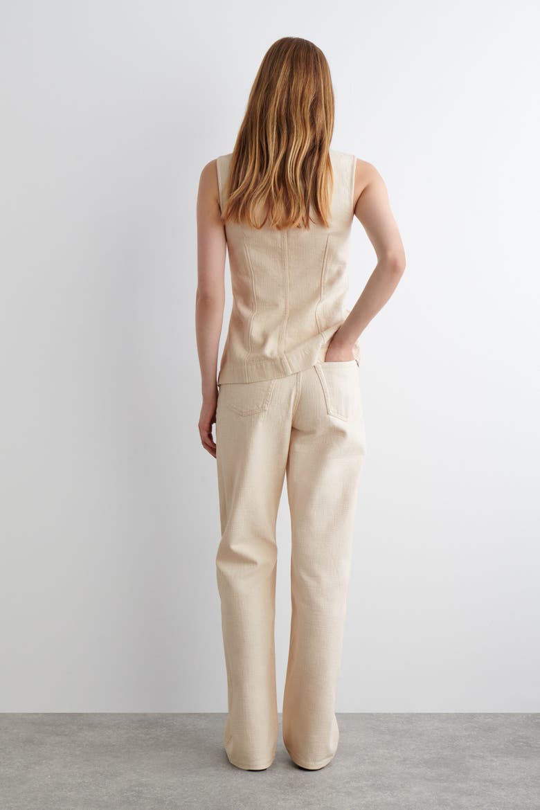Chord Canvas Straight-Leg Jeans, Alternate, color, CHALK