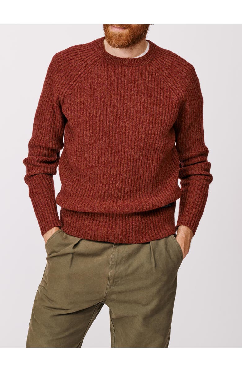 Aubin Ray Fisherman Rib Crew Neck Sweater, Alternate, color, Rust Mix