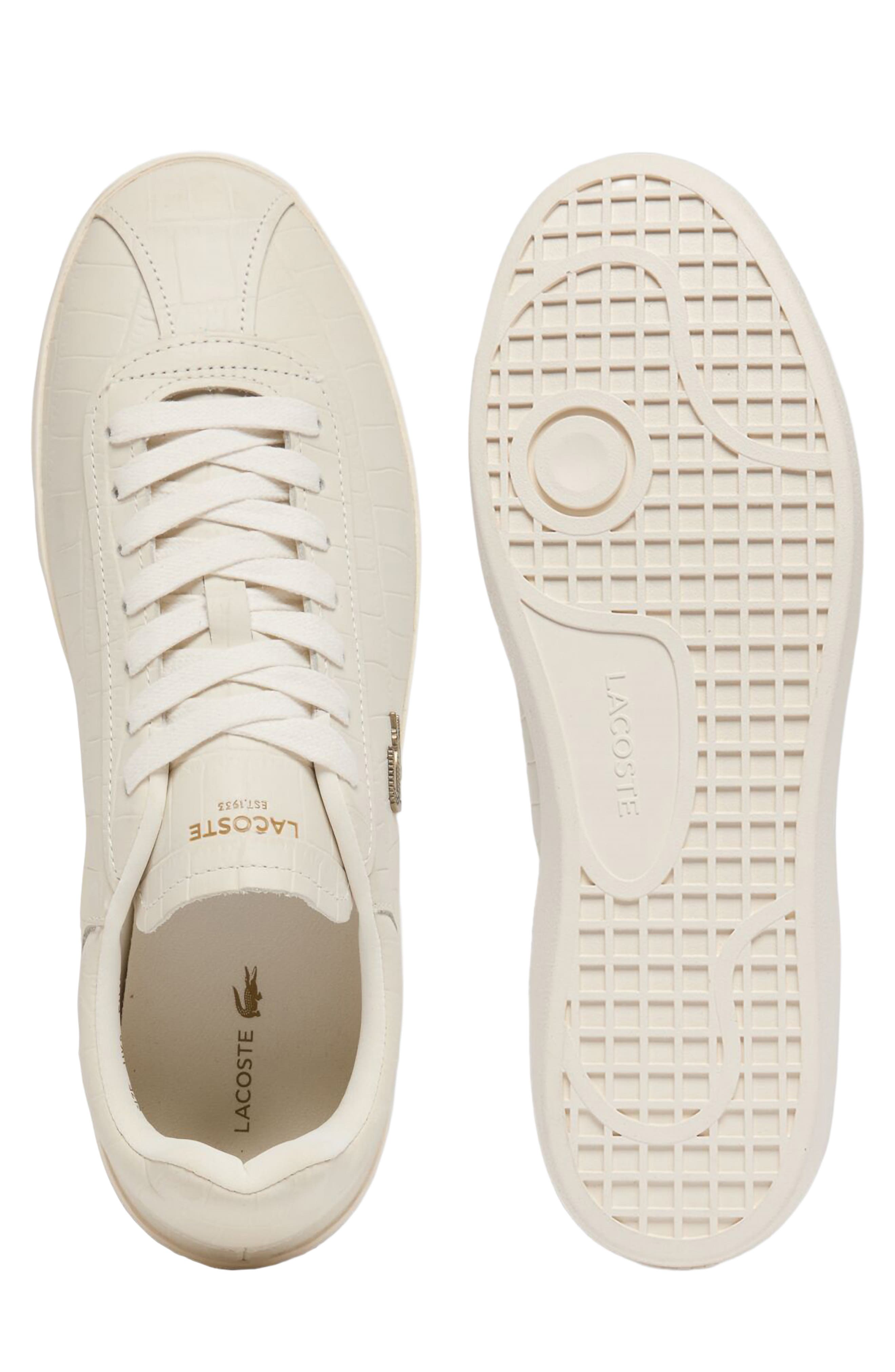 Lacoste Baseshot Croc Debossed Low Top Sneaker, Alternate, color, Off White/ Off White