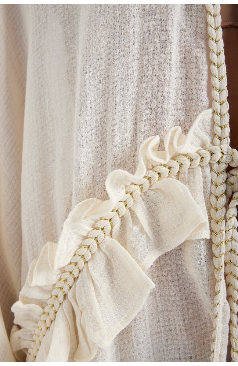 Monlicia Leora 100% Cotton With Gold Braided Details Maxi Kimono, Alternate, color, Ivory