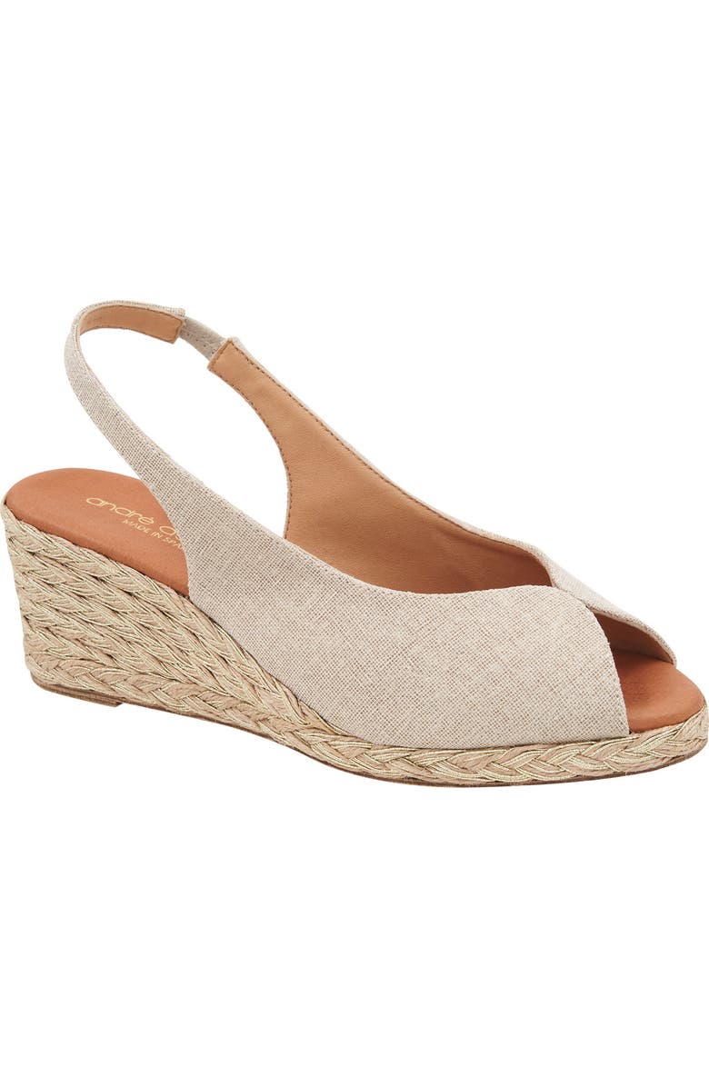 André Assous Audrey Espadrille Wedge Sandal, Main, color, Hemp Glitter Natural