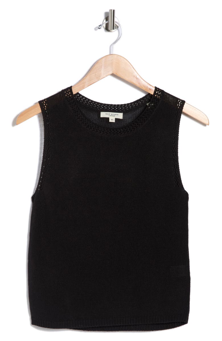 MAX STUDIO Pointelle Sweater Tank, Alternate, color, Black