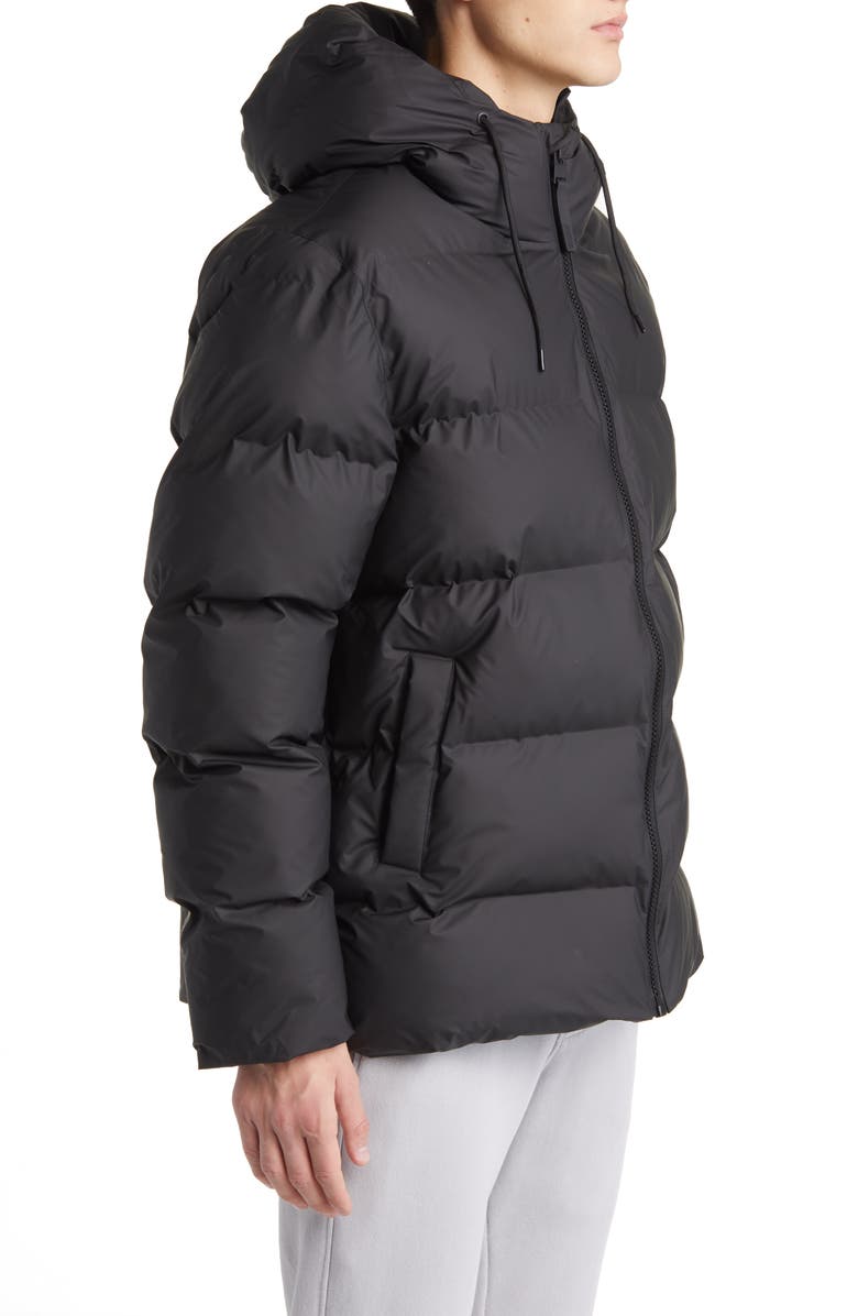 Rains Alta Waterproof Hooded Puffer Jacket, Alternate, color, Black