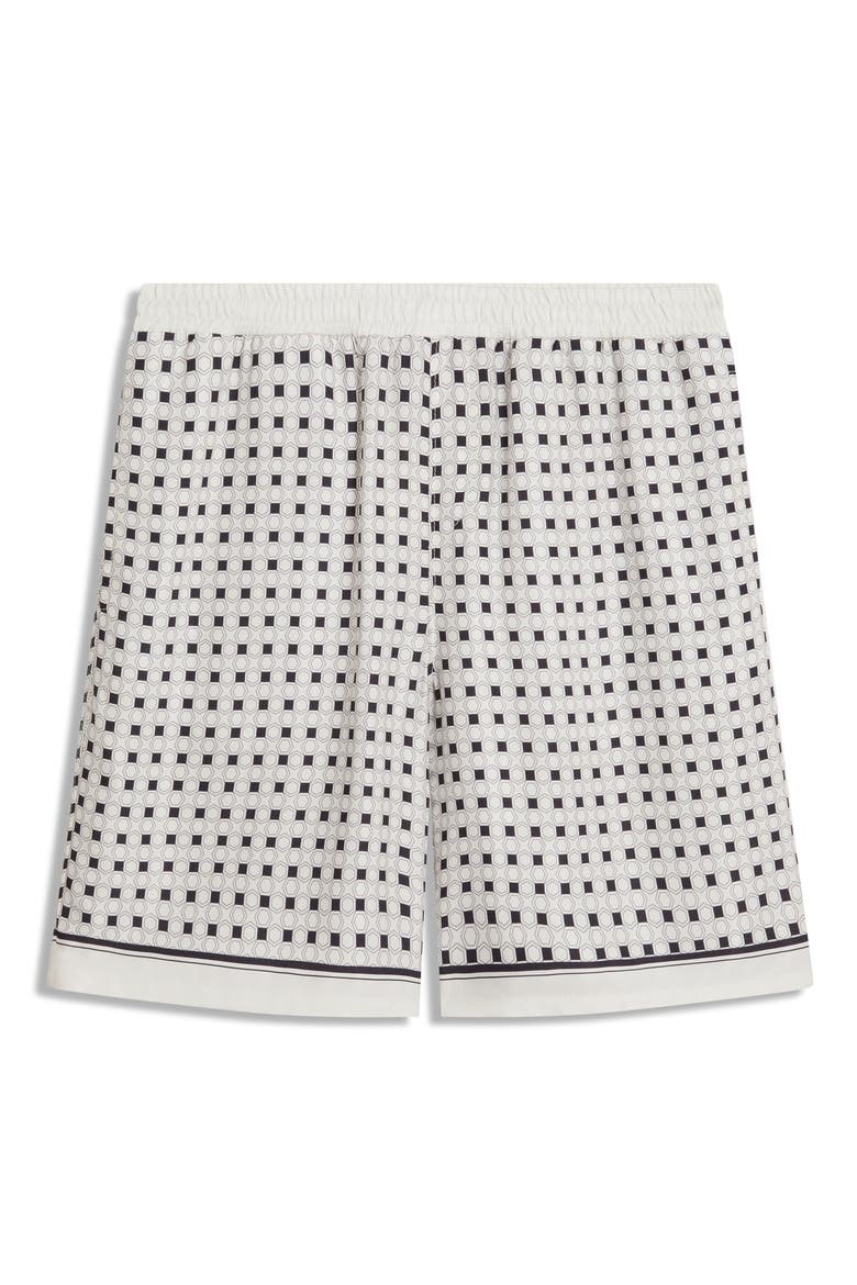 Attlass Geometric Print Cotton & Linen Shorts, Alternate, color, ECRU