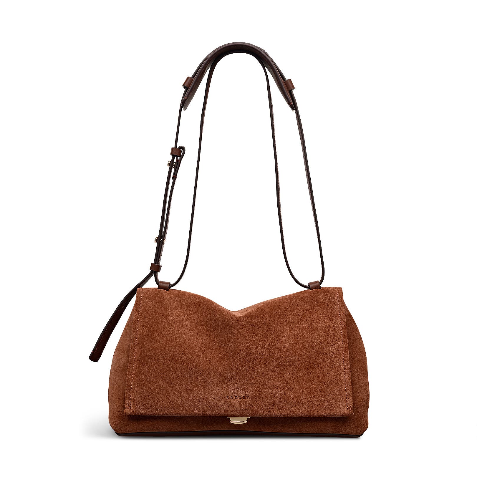 Radley Mercer Street - Suede Medium Flapover Shoulder Bag, Main, color, Russet