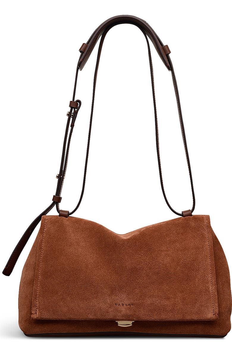 Radley Mercer Street - Suede Medium Flapover Shoulder Bag, Main, color, Russet