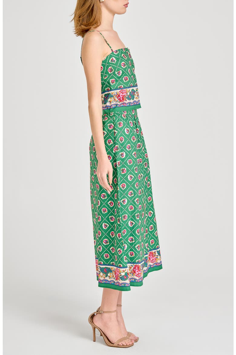 Josefina Cotton Blend Skirt, Alternate, color, GREEN SCARF