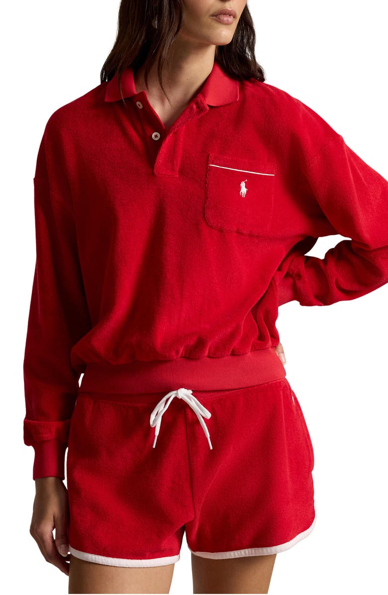Polo Ralph Lauren Terry Cloth Polo Sweatshirt, Main, color, Red