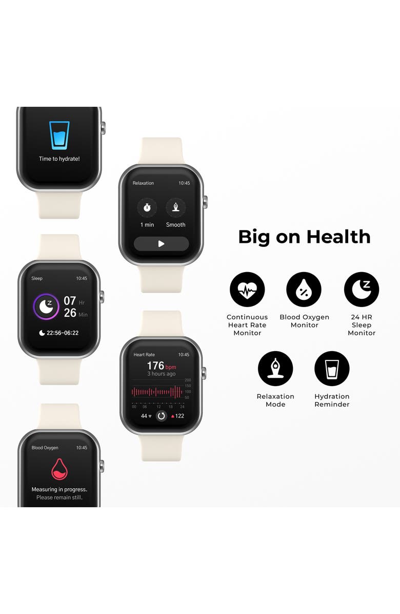 AMERICAN EXCHANGE iTouch Air 5 Smartwatch, 40mm with Silicone Band, Alternate, color, Black/ Black