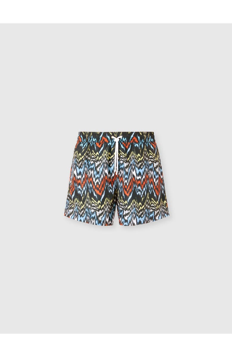UM Mid-length Swim Shorts With Abstract Zigzag Print, Main, color, Black & Multicoloured