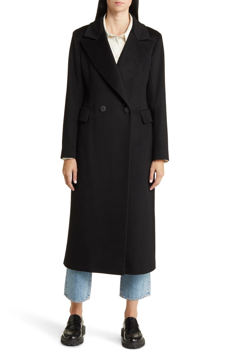 Fleurette Leo Double Breasted Longline Cashmere Coat, Main, color, 