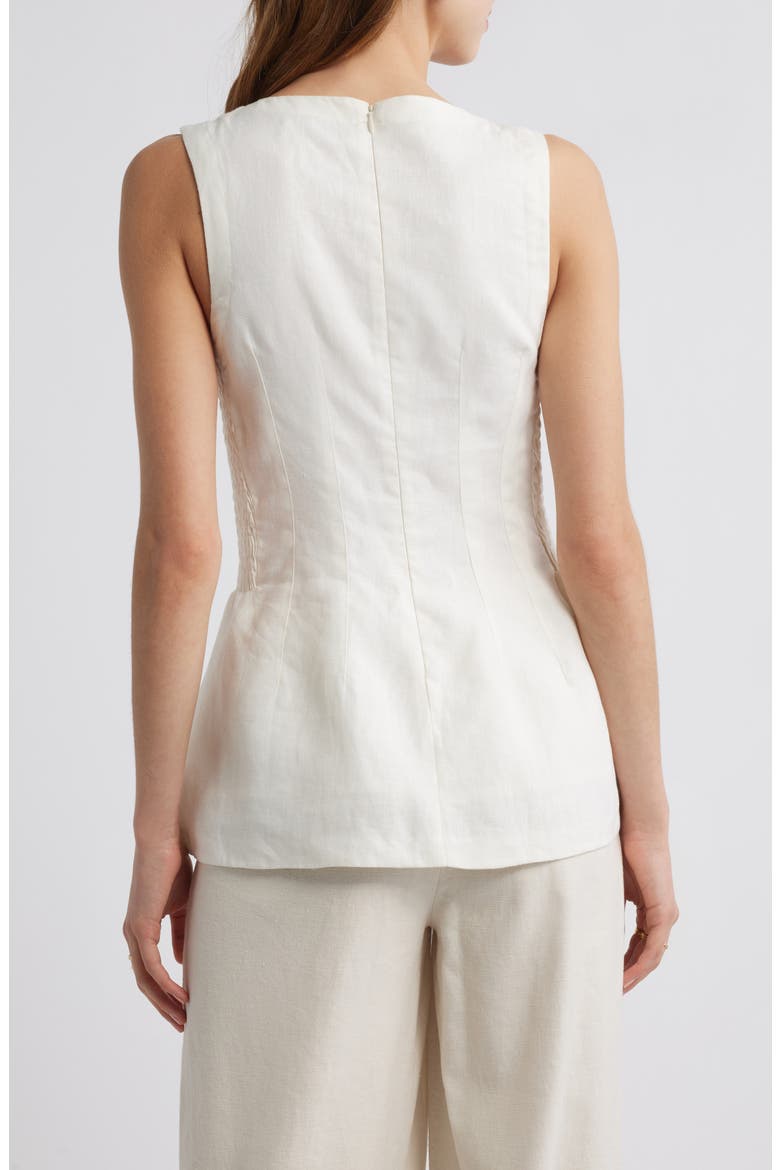 Melia Sleeveless Linen Top, Alternate, color, WHITE