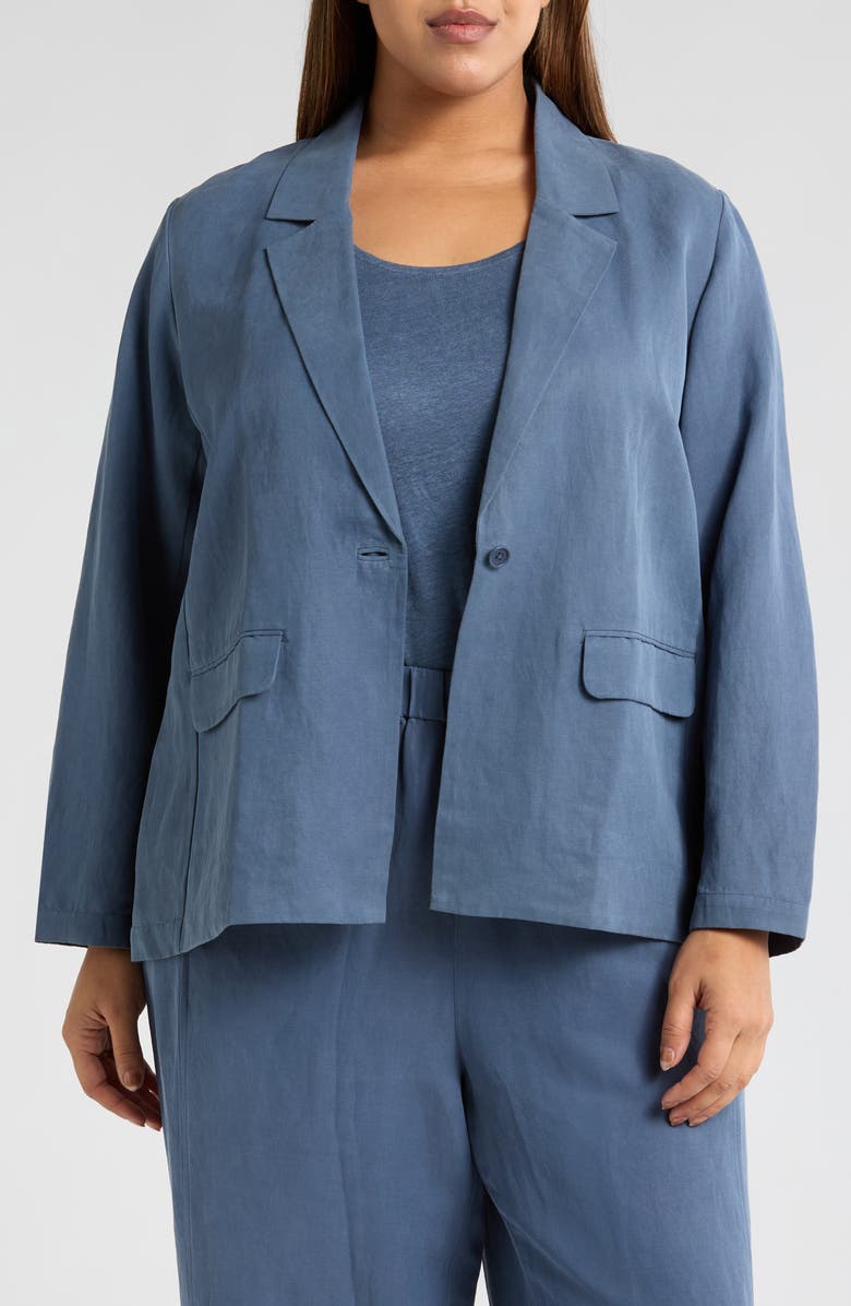 Eileen Fisher Organic Linen & Silk Blazer, Main, color, 