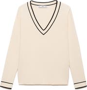 MANGO Contrast V-Neck Sweater