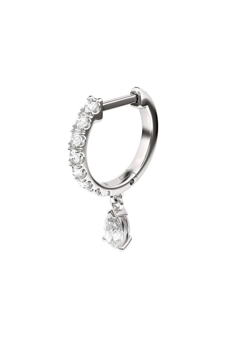 Lab Created Diamond Drop Huggie Hoop Earrings, Alternate, color, 18K WHITE GOLD