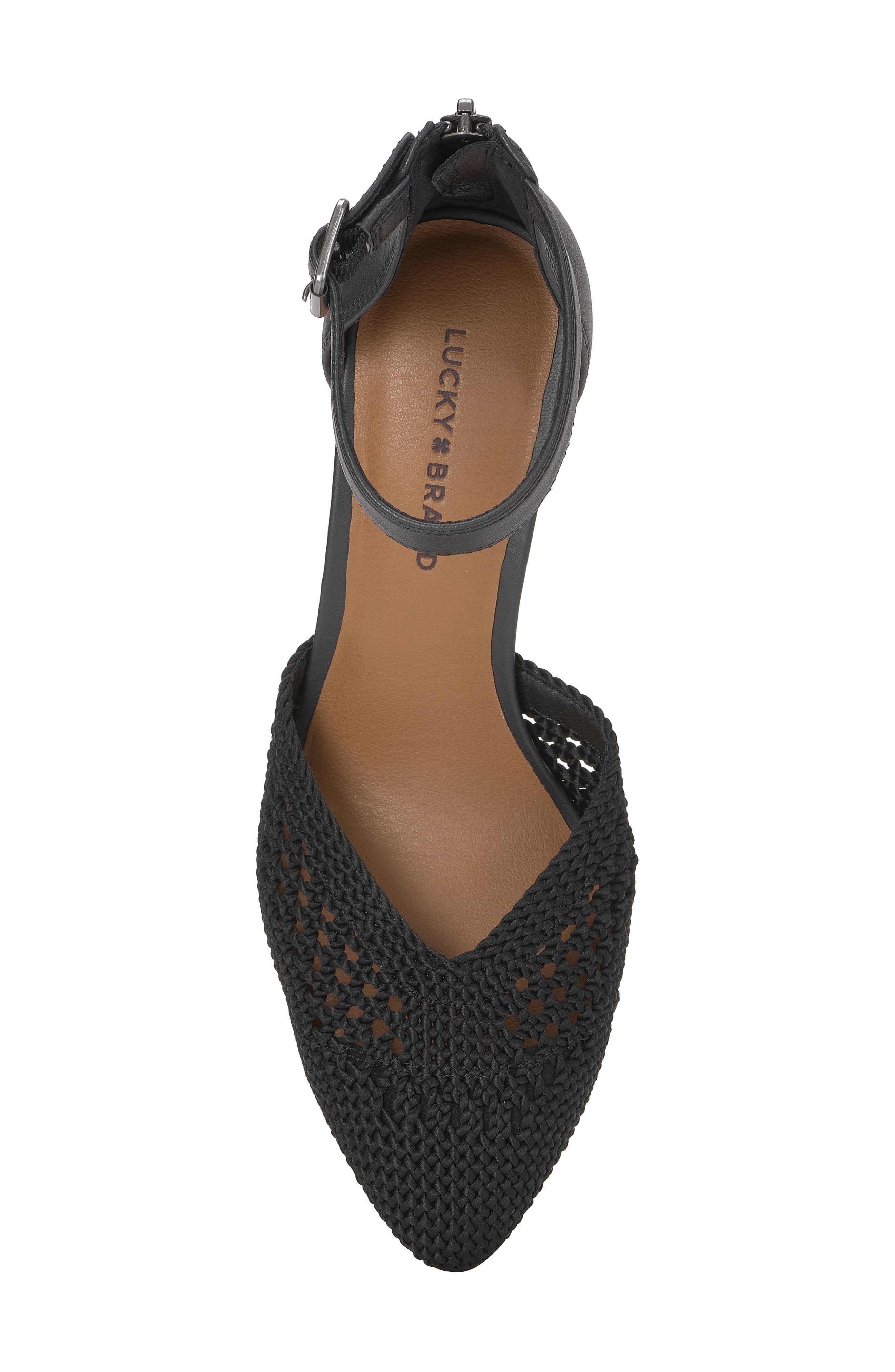 Lucky Brand Myloni Pointed Toe Pump, Alternate, color, Black/ Black Knshll