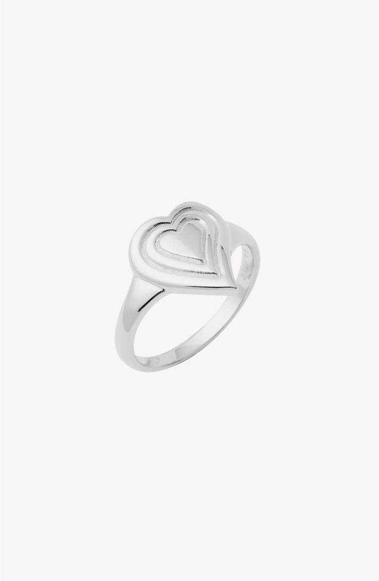 Rizen Jewelry Emanate Love Signet Heart Ring, Main, color, Sterling Silver