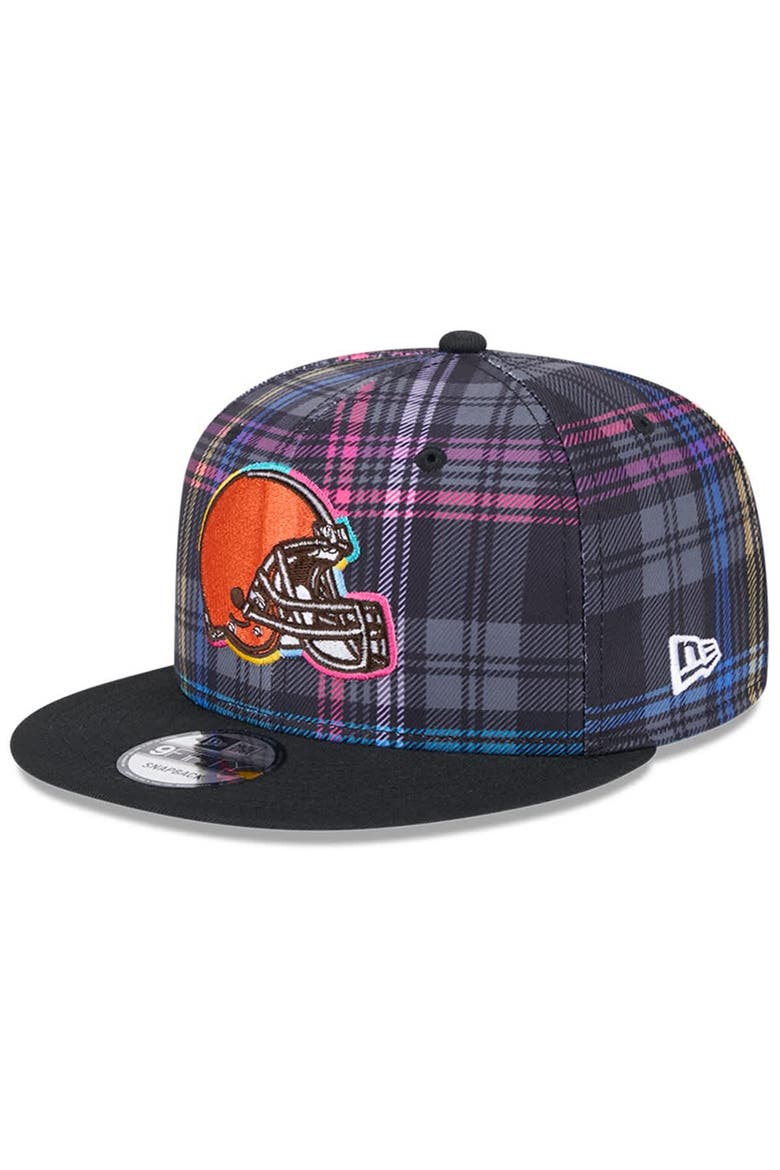 Men's New Era Black Cleveland Browns 2024 NFL Crucial Catch Plaid 9FIFTY Snapback Hat, Alternate, color, Black