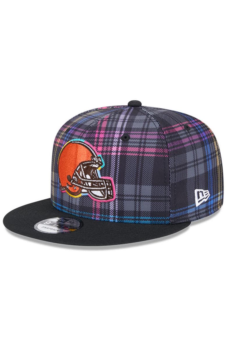 New Era Men's New Era Black Cleveland Browns 2024 NFL Crucial Catch Plaid 9FIFTY Snapback Hat, Alternate, color, Black
