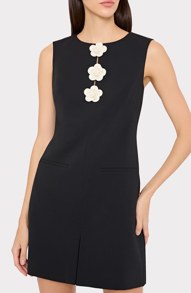 Milly Saylor Camellia Crepe Sheath Dress, Alternate, color, Black