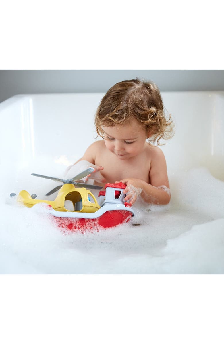Green Toys Rescue Boat & Helicopter Playset, Alternate, color, Red
