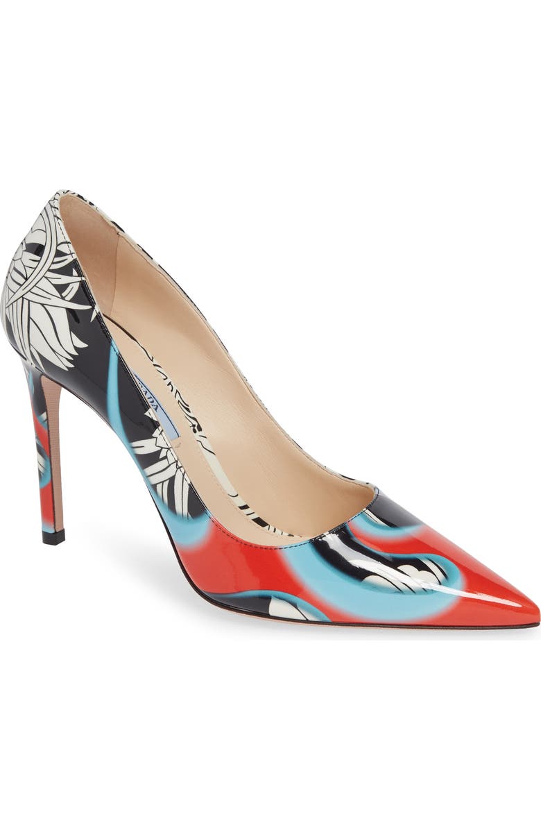 Prada Print Pointy Toe Pump, Main, color,