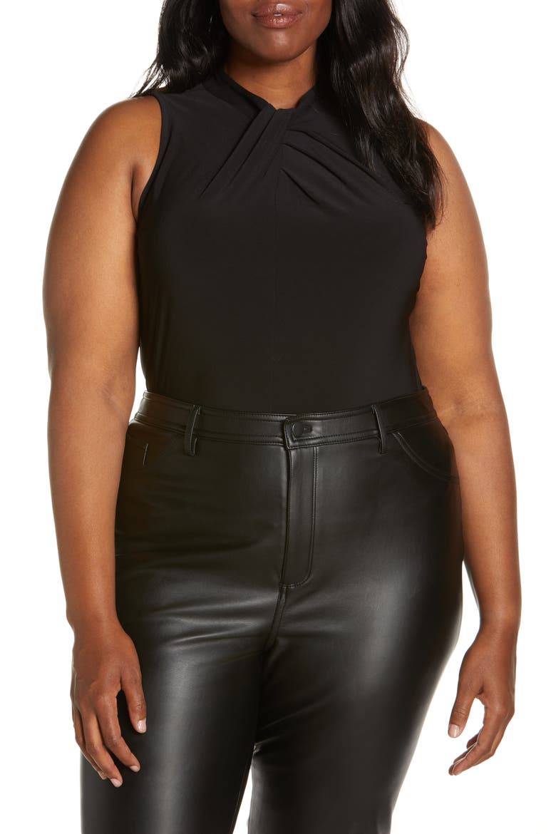 Twist Neck Sleeveless Top, Main, color, BLACK