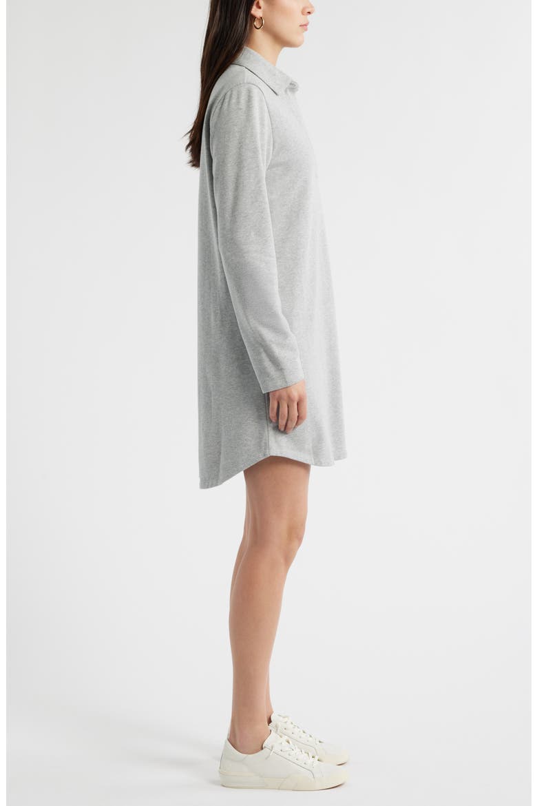Long Sleeve French Terry Polo Dress, Alternate, color, GREY HEATHER