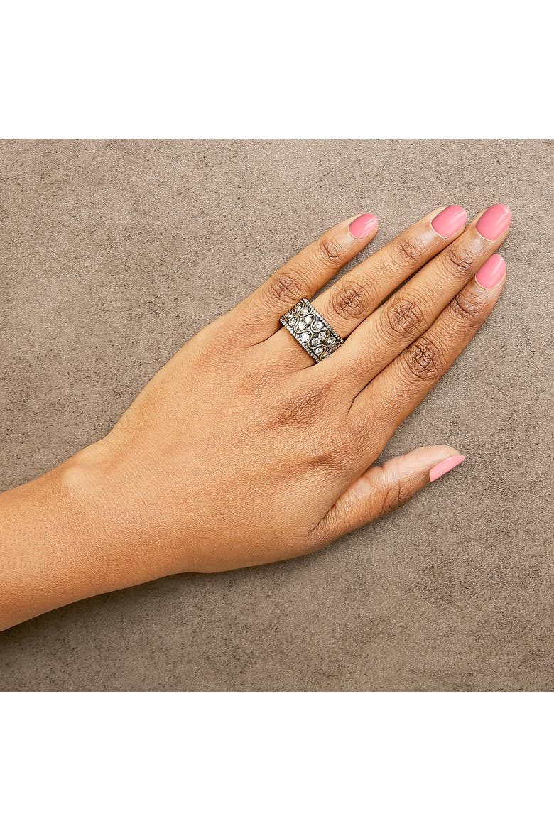 10K Yellow Gold Plated Sterling Silver 2-1/2 ctw Champagne Diamond Wavy Band Ring, Alternate, color, Yellow Gold over Silver
