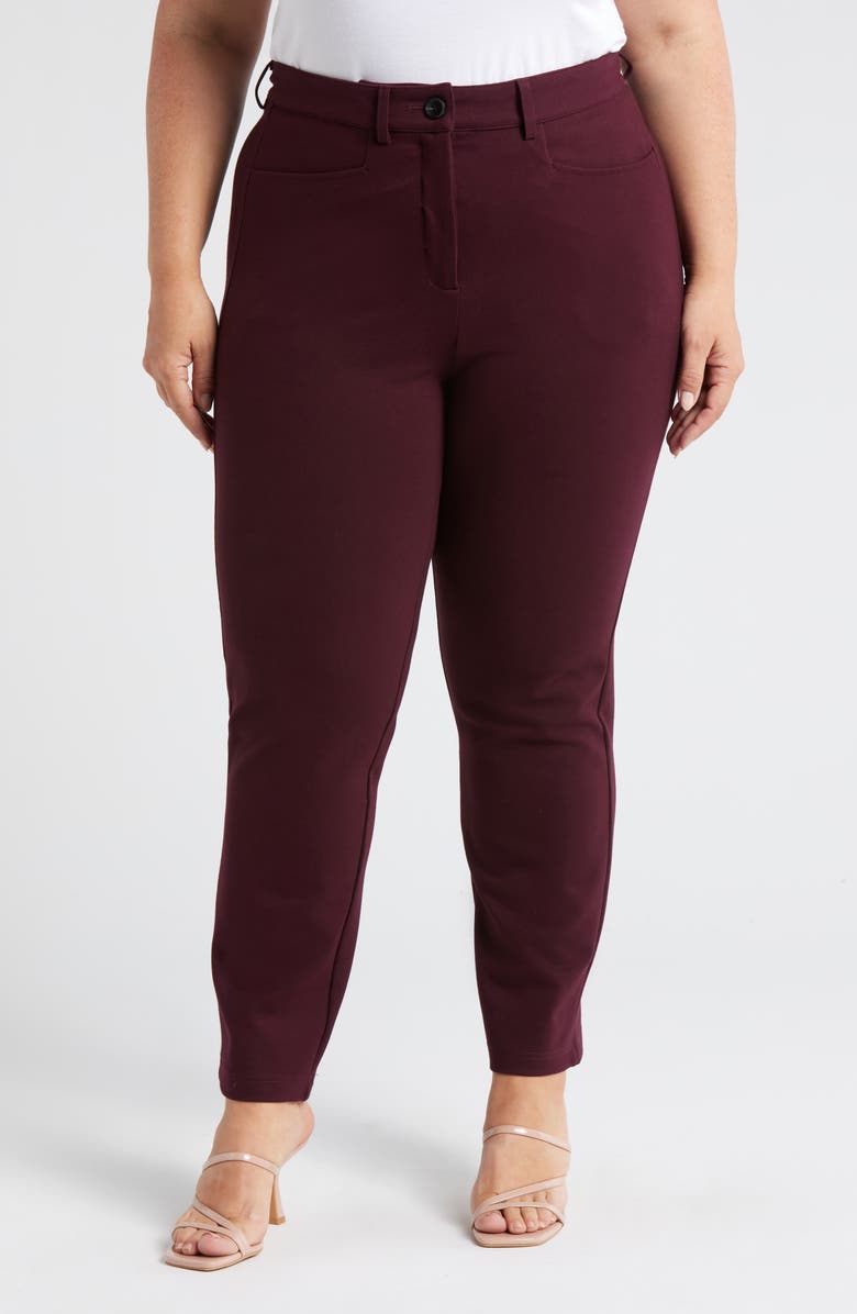 Universal Standard Ponte Cigarette Pants, Main, color, Black Cherry