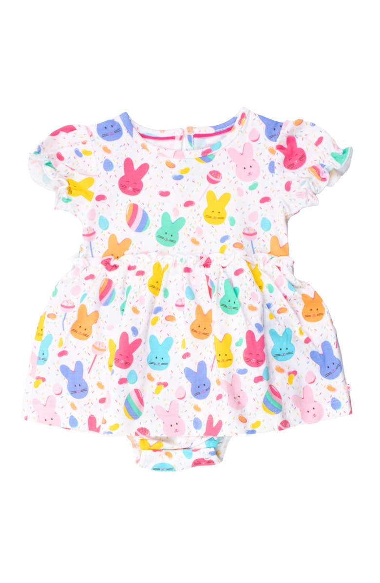 RuffleButts Baby Girls Knit Puff Sleeve Skirted Romper, Main, color,