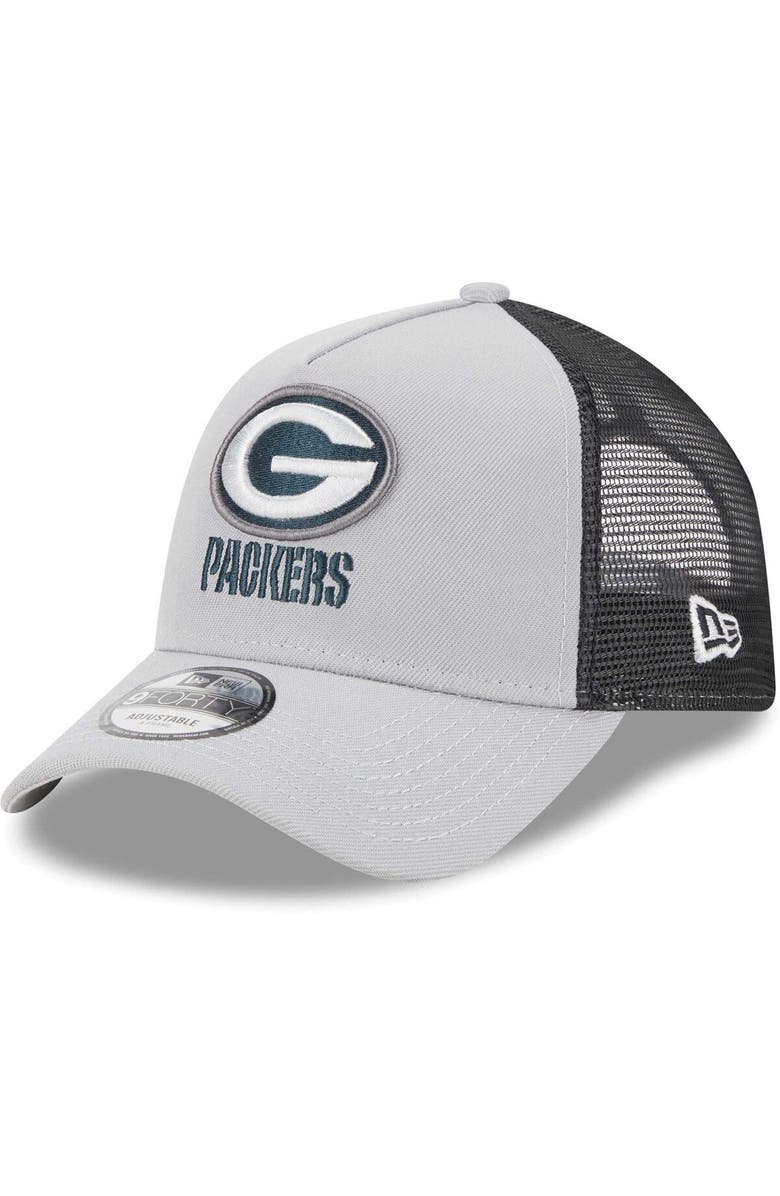 New Era Men's New Era Gray Green Bay Packers Repreve Redux 9FORTY Snapback Hat, Main, color,